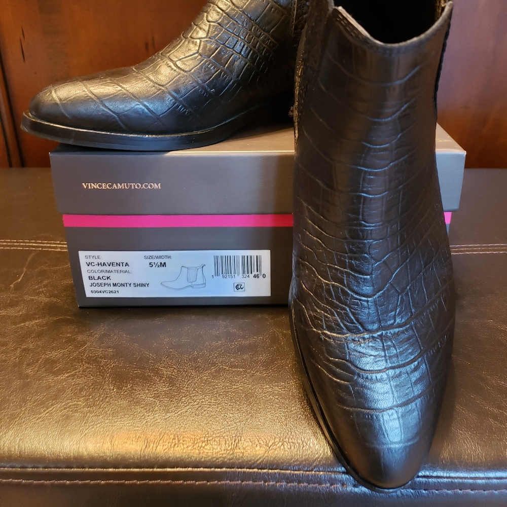 Vince Camuto Haventa Croco Print Chelsea Booties